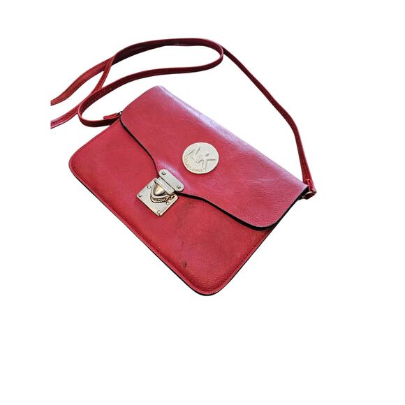 Vintage Y2K Michael Kors Small Red Crossbody Leather Bag Latch Hook - Picture 2 of 4